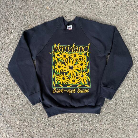 Vintage 90s Maryland Sunflower Black Eye Susan Pullover Crewneck Sweatshirt - Picture 1 of 4